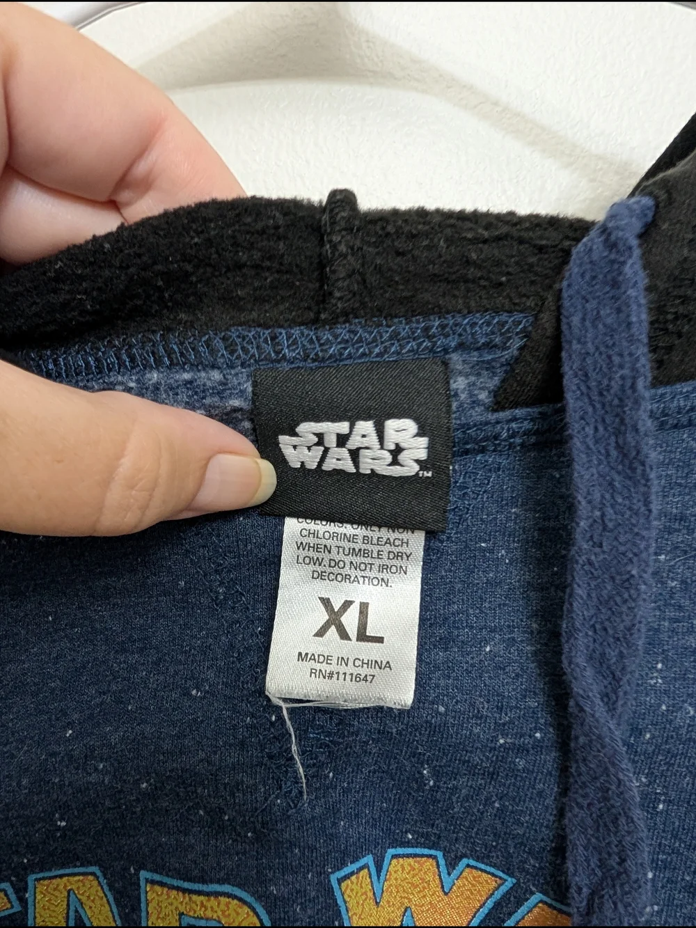 Star Wars Navy Blue and Black Pullover Hoodie with Graphic